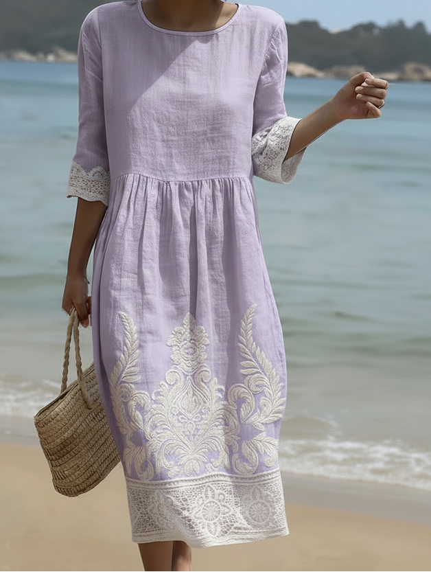 Tiffany in Lavender | Plant &amp; Flower Print Dress