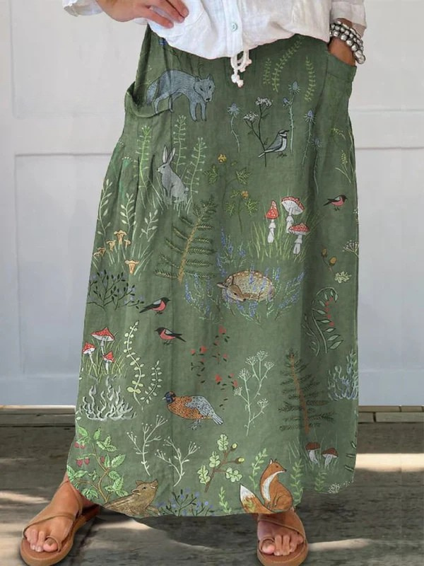 Woodland And Animals Pattern Printed Women&