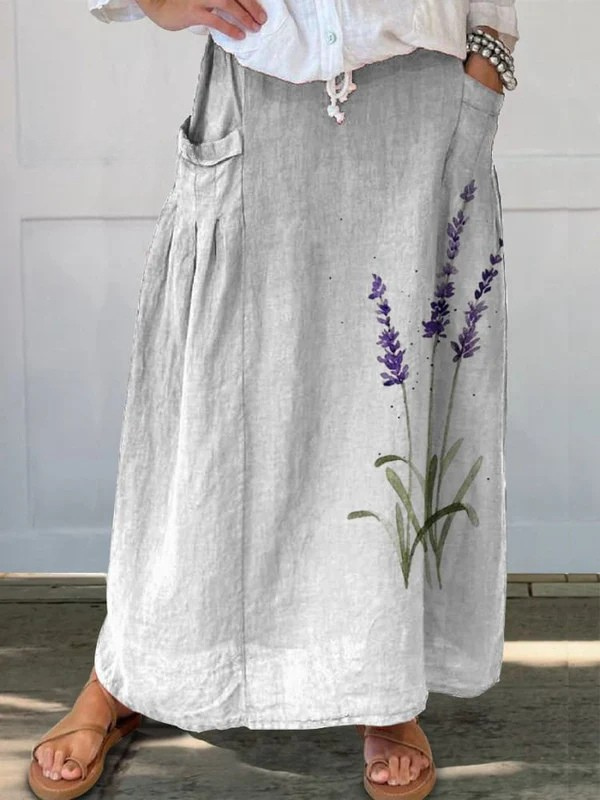 Watercolor Lavender Floral Printed Women&